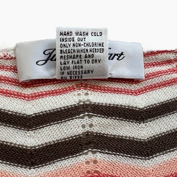 Judith Hart Linen Blend Knit Top Size 8 Chevron ZigZag Design Orange Brown - Picture 5 of 5